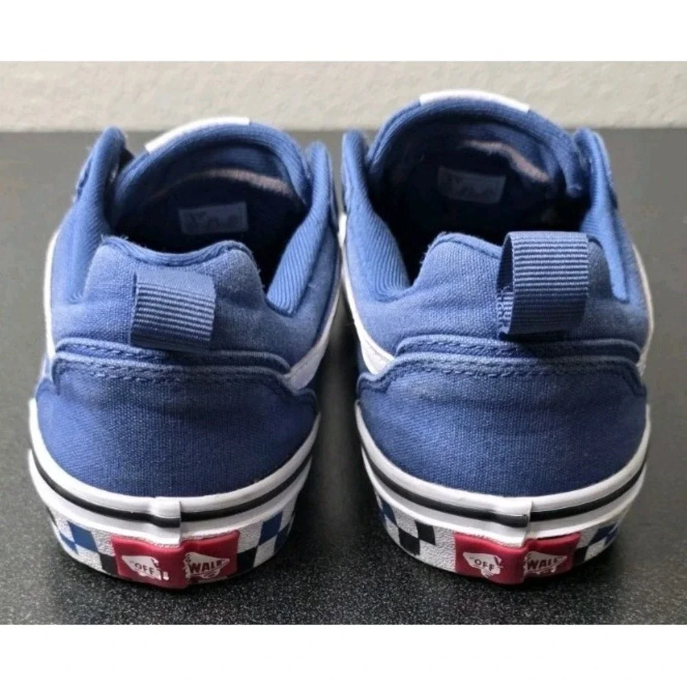 Vans Blue Sneaker Checkerboard Sidewall Skateboard Kids 5 Youth Moto Y2K